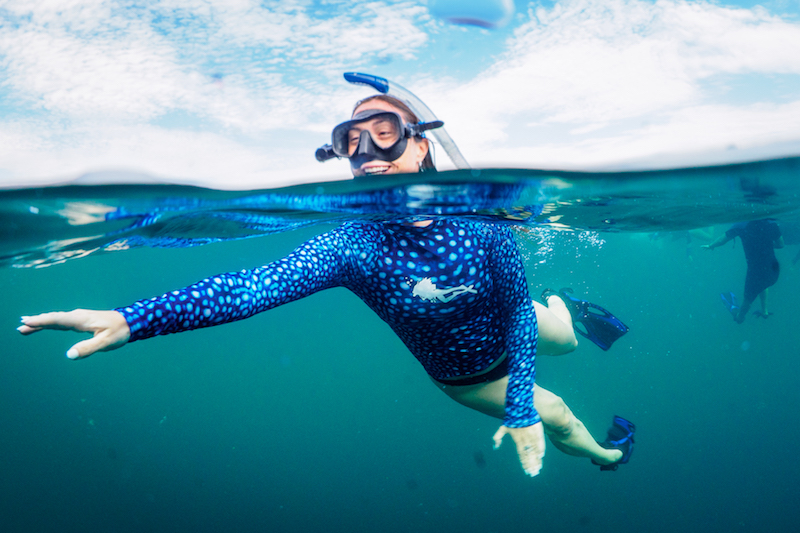 Skin and rash guard for scuba diving and snorkeling